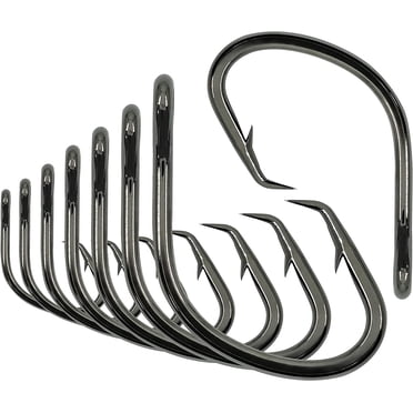 BLUEWING Hameçon Circulaire Décentré à Grand Espace 25 Pcs Hameçons de Pêche en Acier à Haute Teneur en Carbone Hameçons de Pêche Extra Tranchants pour Pêche en Eau Douce et en Eau Salée, Taille 2/0, 25 Pcs
