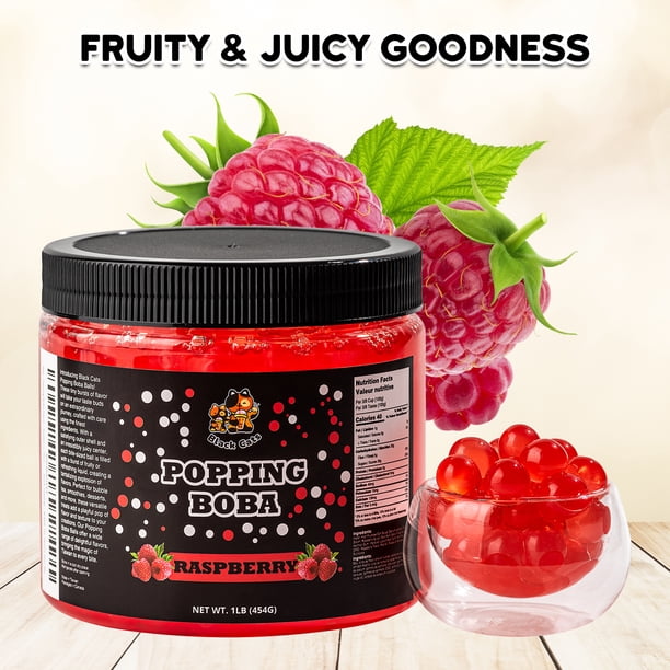 BLACK PEARLSブラックパールズ サタン炭治郎 甘露寺 BIGハピー 他 Black Cats Popping Boba Pearls | Raspberry Flavor | 1LB (454g