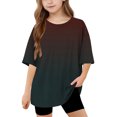 thumbnail image 1 of DecSea Girls Short Sleeve T shirt Kids Summer Oversized Gradient Crew Neck Tops Casual Basic Tee 5-14Years, 1 of 8