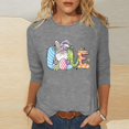 thumbnail image 1 of Xihbxyly Hauts Grande Taille pour Femmes Manches 3/4 T-shirt Imprimé Col Rond de Pâques Manches 3/4 Chandail Col Rond Cadeau de Vacances, 1 of 5