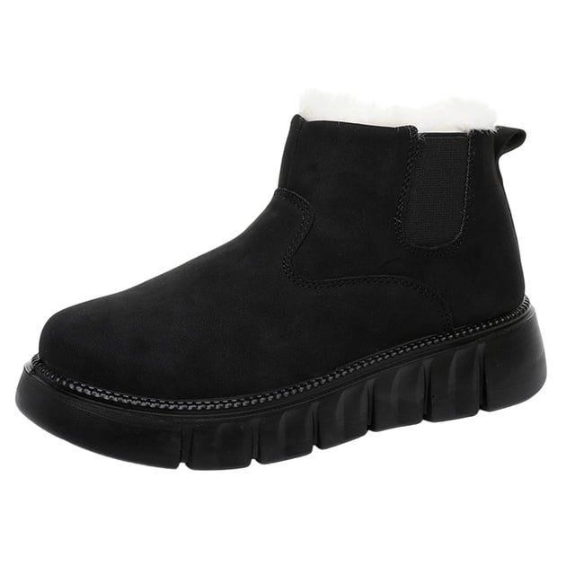 Wdhugt Fleece Lined Boots For Casual Outdoor Thick Warm Snow Boot Flock Material Us Size 6 Foot Length 9.25 Inch