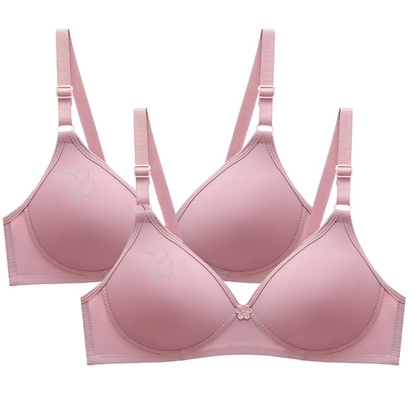Kyusrd Full Coverage Bras For Women Adjustable Straps Wireless Push Up Small Cupt-Shirt Bralette Underwear Pattern Soild Color Soft Comfortable Underwear 2Pcs