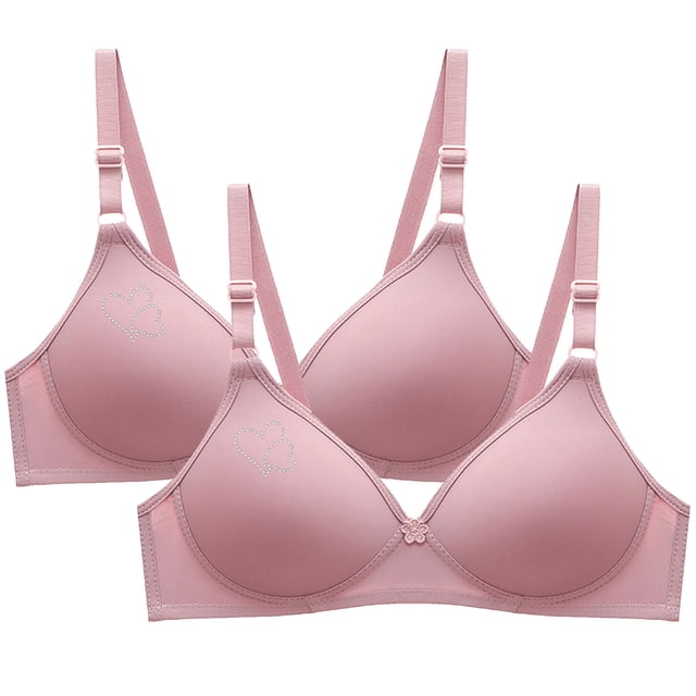 Kyusrd Full Coverage Bras For Women Adjustable Straps Wireless Push Up Small Cupt-Shirt Bralette Underwear Pattern Soild Color Soft Comfortable Underwear 2Pcs