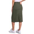 thumbnail image 3 of INSPIRE CHIC Women's Denim Skirts High Waist Zipped Split Back Midi Jean Skirts with Pockets Army Green L, 3 of 6