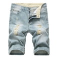 thumbnail image 2 of Meichang Men's Jean Shorts Big and Tall Classic Fit Regular Ripped Denim Shorts Straight Leg Distressed Denim Trunks Stretchy Motor Bike Jean Trunks with Pockets, 2 of 6