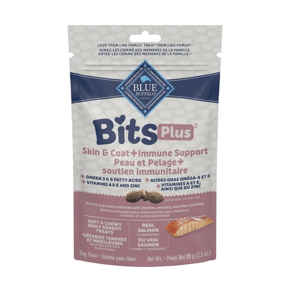 Blue Buffalo Bits, Peau, pelage et système imunitaire, saumon, chien, 99g