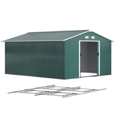 Outsunny 11' x 13' Garden Storage Shed w/ Steel Foundation Kit