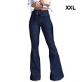 thumbnail image 4 of pitrice Women Wide Leg Jeans High Waist Flared Pants Solid Color Strap Spring Summer Hip-Lifting Ladies Trousers For Office Blue 2XL 1Set, 4 of 6