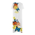 thumbnail image 5 of Pisexur Robe à Manches Courtes à Col en V Longueur Genou Mode Femmes Été Imprimé Décontracté Col en V Bouton Manches Courtes Vacances Poches Robe Femmes Robe en Liquidation, 5 of 5