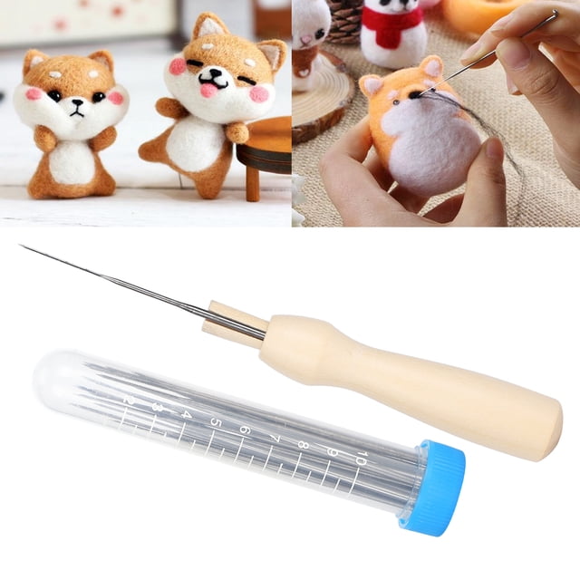 Wool Felting Tool, Easy To Carry Rustproof Needles Light Weight Improve Felting Efficiency Wooden Handle Felting Tool Pack for DIY for Wool Felting