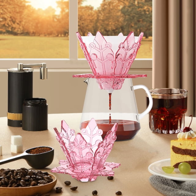 LSLJS Égouttoir à Café 1-2 Tasses Cafetière à Infusion Lente en Résine Filtre à Café Réutilisable Tasse Accessoires d'Infusion Lente pour Maison-Café-Voyage-Camping Transparent Snowflake Products