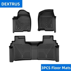 DEXTRUS All Weather Car Floor Mats for 2019-2026 Chevy Silverado/ GMC Serria 1500 2500HD 3500HD Crew Cab, For Models with Rear Underseat Storage & Bucket Seats, Heavy Duty TPE Liners, Black