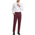 thumbnail image 2 of INSPIRE CHIC Pantalon à Carreaux pour Homme, Léger, Coupe Régulière, devant Plat, 32, Noir Rouge, 2 of 7