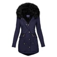 thumbnail image 2 of WEIYLL Fleece Jacket Women Fashion Solid Color Plus Velvet Thick Slim Navy Cold Weather Tops Size M, 2 of 4
