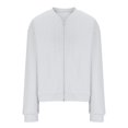 thumbnail image 4 of Veste Chandail Zippée Unie à Manches Longues en Tricot d'Hiver Décontractée pour Femme (Blanc, P), 4 of 6