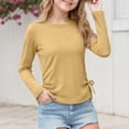 thumbnail image 2 of Curenmufel T-Shirts à Manches Longues pour Adolescentes Filles Manches Raglan T-Shirts Mode Automne Col Rond Hauts Mignons à Blocs de Couleur Manches Longues Taille 3T 4T (Kaki, 3-4 Ans), 2 of 5