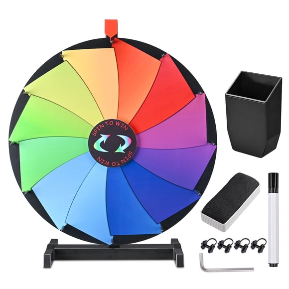WinSpin Roue de Prix de Table 24 Pouces Couleur Modifiable 12 Emplacements Jeu Tournant de Fortune Salon Professionnel