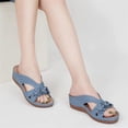 thumbnail image 4 of Mepaouo Womens Sandals Dressy Summer Low Wedge Flip Flops Comfortable Walking Beach Slip on Slides, 4 of 7