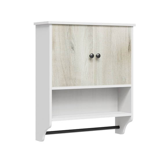 QinaQin Bathroom Wall Cabinet with Open Partition and Towel Bar for Bathroom, Kitchen or Living Room