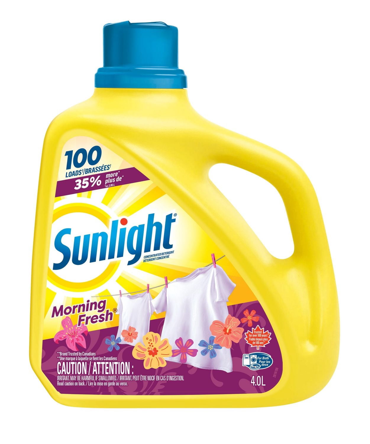 Sunlight Morning Fresh Concentrated Liquid Laundry Detergent, 4.0 Litres, 100 Washloads