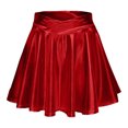 thumbnail image 1 of Jupe-short Mini pour Femmes Métallique Scintillante Brillante Évasée Plissée Ligne A Taille Haute Tenue Tendance, 1 of 5