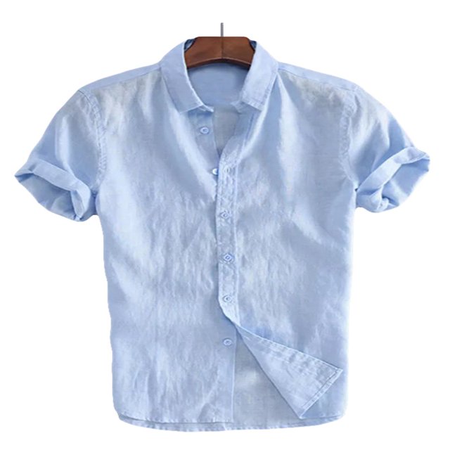 CHUANK Hommes Lin Manches Courtes Chemises d'Été Décontracté Robe en Vrac Soft Tops Tee M-3XL