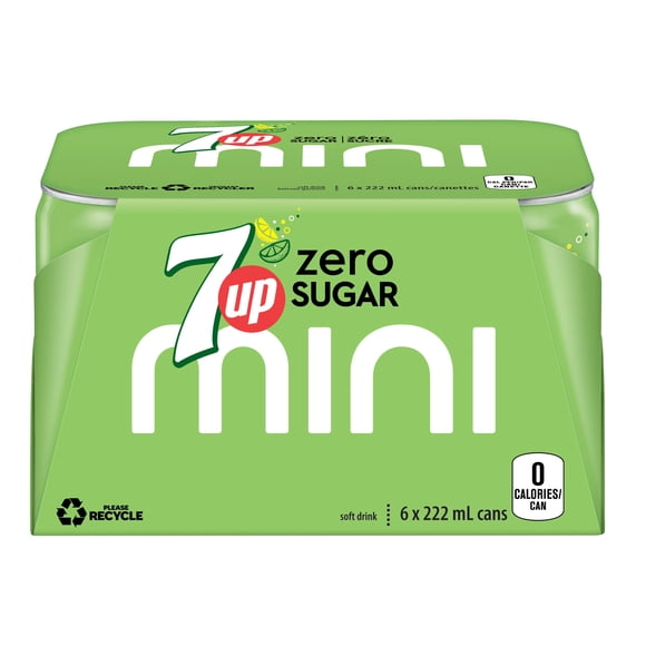 7UP Zero Soft Drink Lemon Lime 6 x222 mL