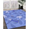 thumbnail image 3 of Ahgly Company Tapis d'Intérieur Lavable à la Machine, Carré, Transitionnel, Ruban Bleu Bleu, Tapis de Zone, 7 Pieds Carré, 3 of 7