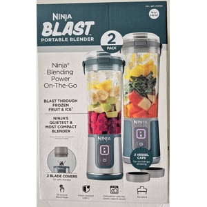 Ninja Blast Portable Blender 2‑Pack, Cordless 18oz Personal Blender with Stainless Steel BlastBlade, USB‑C Rechargeable Base, Sip Lid, BPA‑Free & Dishwasher‑Safe Parts