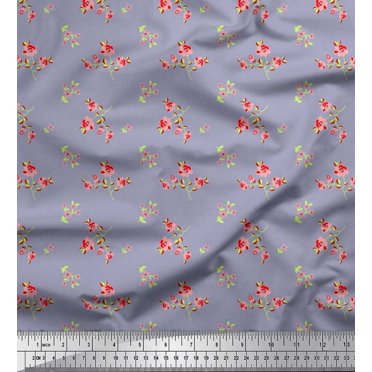 Soimoi Moss Georgette Fabric Leaves & Floral Artistic Decor Fabric Printed Yard 42 Inch Wide