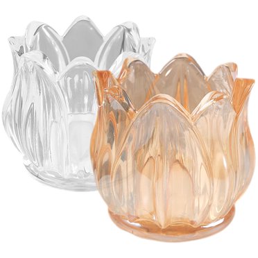 2pcs Tulip Flower Glass Candle Holder Tea Light Candle Holder Glass Candlestick Holder