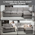 thumbnail image 4 of HOMCOM Sofa Couch with Chaise Lounge, Chenille L-shaped Couch, Grey, 4 of 10