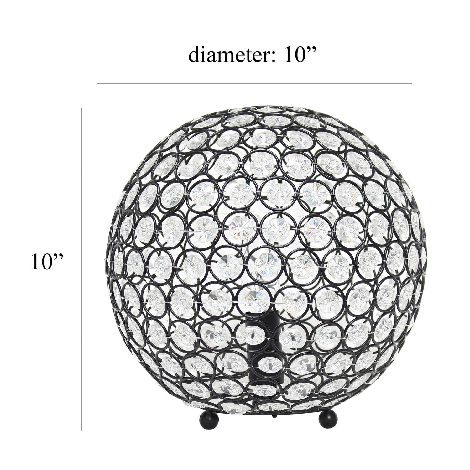 Lampe de table Elegant Designs à paillettes boule de cristal de 10 pouces