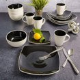thumbnail image 4 of Gibson Elite Soho Lounge Square 16 Piece Stoneware Dinnerware Set, Black/White, 4 of 4