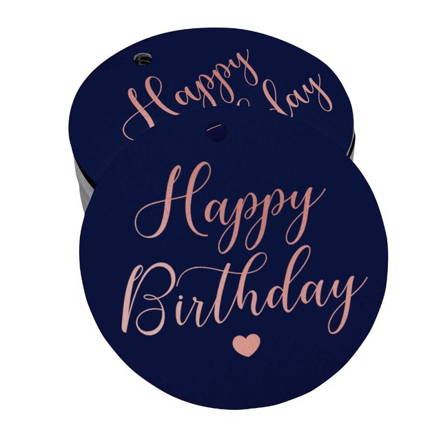 Inkdotpot Rose Gold Foil Paper Hang Tags Happy Birthday Favor Tags 50 Pieces