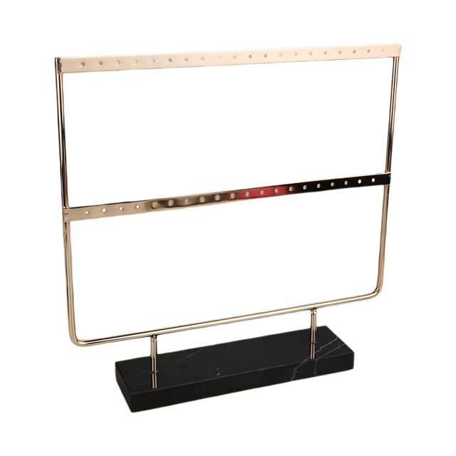 lionlar Personal Use Jewelry Display Stand Multi-layer Earring Stud Holder Marble Base, 2 Tier Black Base