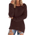thumbnail image 1 of WZXFASHION Womens Casual Solid Long Sleeve Jumper Sweaters Blouse Sales Today Clearance cozy pullover sweater, 1 of 5