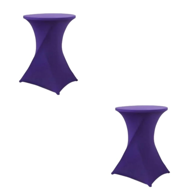 Decodeary Easy Wash Hotel Wedding Party Table Cover Stretch Round Tablecloth For Fitting Environmentally purple 2Set