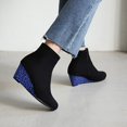 thumbnail image 1 of HKEJIAOI Bottines pour Femmes Grande Taille Bottes pour Femmes Plateforme Cheville Bout Rond Compensées Grande Taille Bottines Courtes, 1 of 5