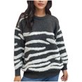 thumbnail image 1 of Rbaofujie Chandails pour Femmes Mode d'Automne Chandail Décontracté Confortable à Manches Longues à Col Rond Blouse Haut Chandail Gris Chandails pour Femmes, 1 of 5