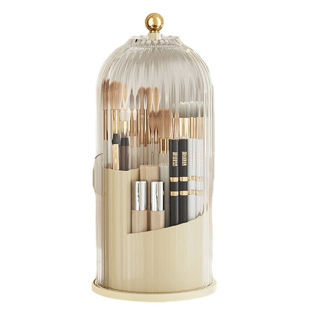 Rotating makeup brush storage tube, vanity pen holder, lipstick shelf, dust-proof compartment storage box