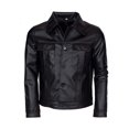 thumbnail image 1 of Black Leather Moto Jacket Mens With Paneled Design Cafe Racer Leather Jacket Mens Black Leather Motorcycle Jacket Black Biker Leather Jacket size XXXS, 1 of 2
