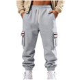 thumbnail image 2 of Ceisia Men Solid Color Loose Casual Pants Elastic Waist Drawstring Sports Gift Work Trousers, 2 of 9