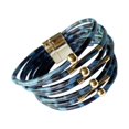 thumbnail image 2 of yingyy Bracelet Multi-layers Magnetic Buckle Leather Multi-colored Leopard Print Bangle Party Decoration Wristband Jewelry Blue 1Set, 2 of 6