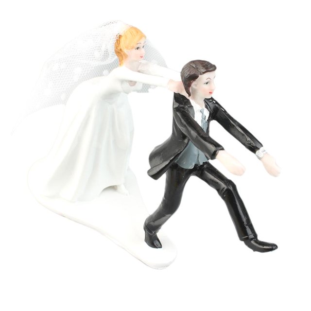 Resin Figurine Wedding Cake Topper for Reluctant Grooms