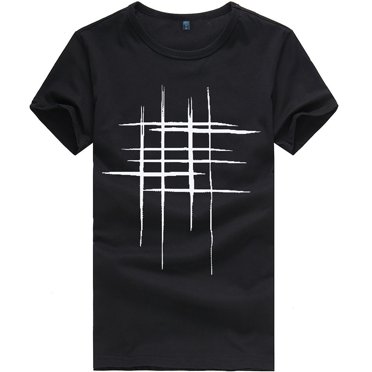 Mefallenssiah T-Shirt à Manches Courtes pour Homme Mode Été Imprimé T-Shirts Chemise à Manches Courtes T-Shirt Blouse Décontractée Haut Noir