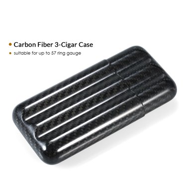 Black Carbon Fiber 3-Cigar Case Lightweight Cigar Storage Tube Holder Travel Cigar Humidor for up to 57 Ring Gauge Cigars