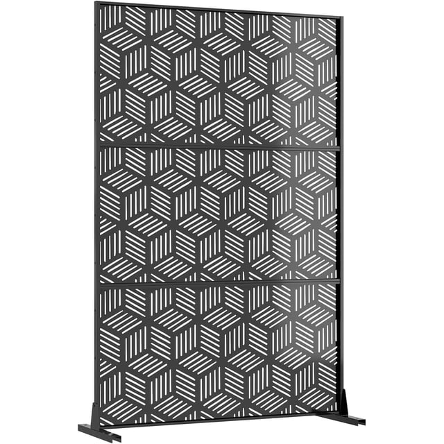 OUYAWEI Metal Privacy Screen,Freestanding Decorative Divider,Extended Height Privacy Screen with Stable Base for Garden,Cube design