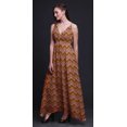 thumbnail image 4 of Bimba Ikat Femme Été Imprimée Col en V Longue Maxi-Robe Tenue de Villégiature-Moyen, 4 of 4