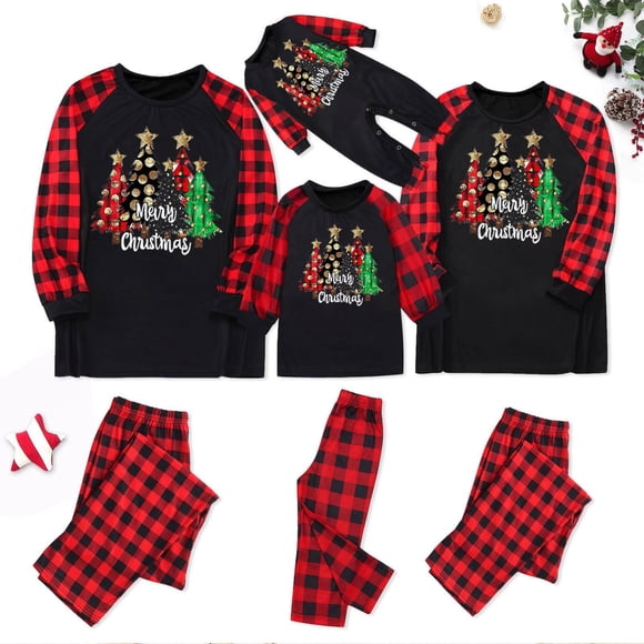 Penkiiy Family Christmas Pajamas Matching Sets 2024 Cute Couples Pjs Long Sleeve Holiday Jammies Xmas Loungewear Sleevewear M Black
